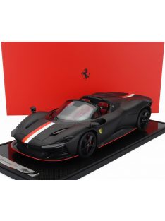   Bbr-Models - FERRARI DAYTONA SP3 SERIE ICONA OPEN ROOF PRINCIPATO DI MONACO LIVERY N 16 PERSONAL CAR CHARLES LECLERC 2022 - CON VETRINA - WITH SHOWCASE MATT BLACK