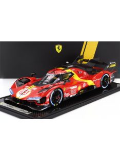   Bbr-Models - FERRARI 499P 3.0L TURBO V6 TEAM FERRARI AF CORSE N 51 WINNER 24h LE MANS 2023 ALESSANDRO PIER GUIDI - JAMES CALADO - ANTONIO GIOVINAZZI - CON VETRINA - WITH SHOWCASE RED YELLOW BLACK