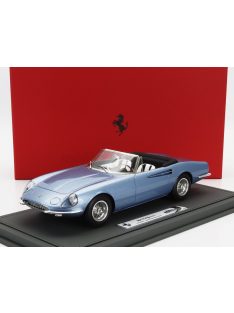   Bbr-Models - FERRARI 365 CALIFORNIA s/n08347 SPIDER CABRIOLET GENEVE MOTORSHOW 1966- CON VETRINA - WITH SHOWCASE LIGHT BLUE MET