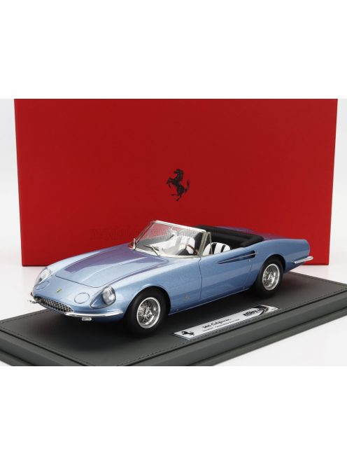 Bbr-Models - FERRARI 365 CALIFORNIA s/n08347 SPIDER CABRIOLET GENEVE MOTORSHOW 1966- CON VETRINA - WITH SHOWCASE LIGHT BLUE MET