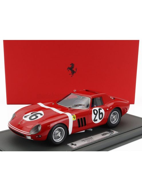 Bbr-Models - FERRARI 250 GTO 3.0L V12 TEAM NORTH AMERICAN RACING N.A.R.T. N 26 24h LE MANS 1964 ED HUGUS - JOSE ROSINSKI - CON VETRINA - WITH SHOWCASE RED WHITE