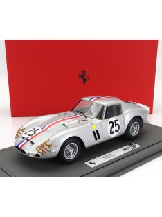   Bbr-Models - FERRARI 250 GTO 3.0L V12 COUPE TEAM ECURIE FRANCORCHAMPS N 25 4th 24h LE MANS 1963 LEON DERNIER ELDE - PIERRE DUMAY - CON VETRINA - WITH SHOWCASE SILVER