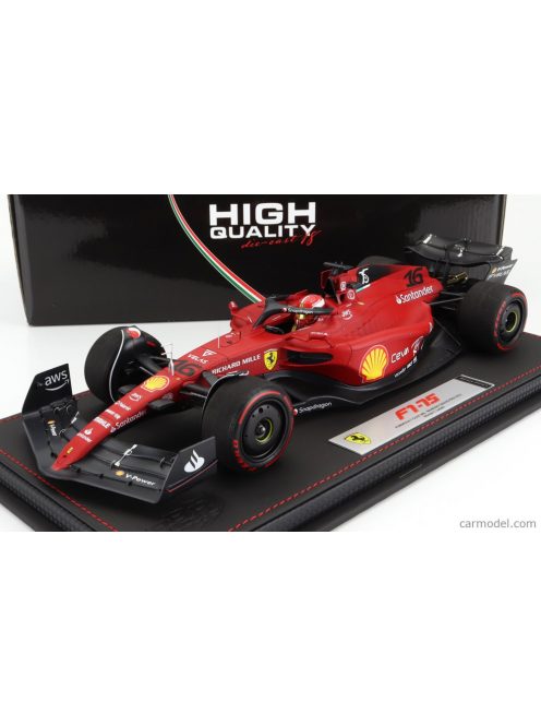 Bbr-Models - Ferrari F1-75 Team Scuderia Ferrari N 16 Winner Bahrain Gp 2022 Charles Leclerc - Con Vetrina - With Showcase Red