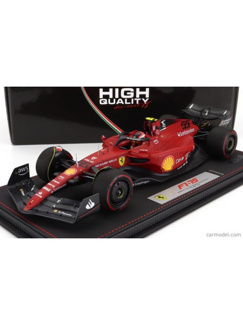 Bbr-Models - Ferrari F1-75 Team Scuderia Ferrari N 55 2Nd Bahrain Gp 2022 Carlos Sainz - Con Vetrina - With Showcase Red