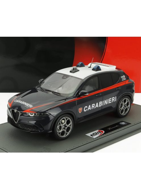 Bbr-Models - ALFA ROMEO TONALE VELOCE CARABINIERI 2023 - CON VETRINA - WITH SHOWCASE BLUE WHITE RED