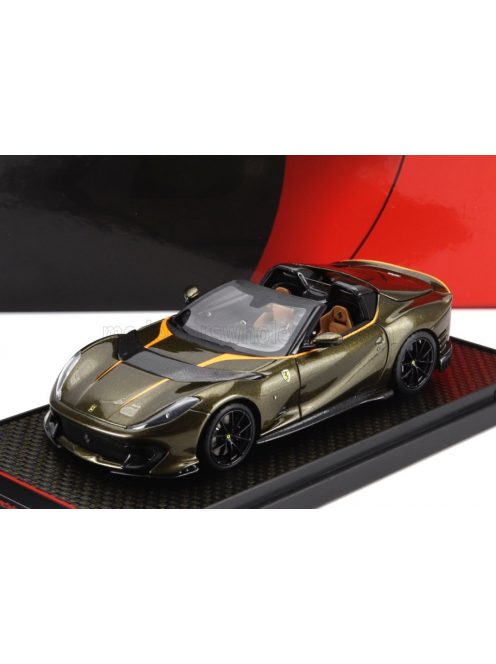 Bbr-Models - FERRARI 812 COMPETIZIONE A SPIDER 2022 - BLACK WHEELS VERDE VOLTERRA - GREEN MET YELLOW