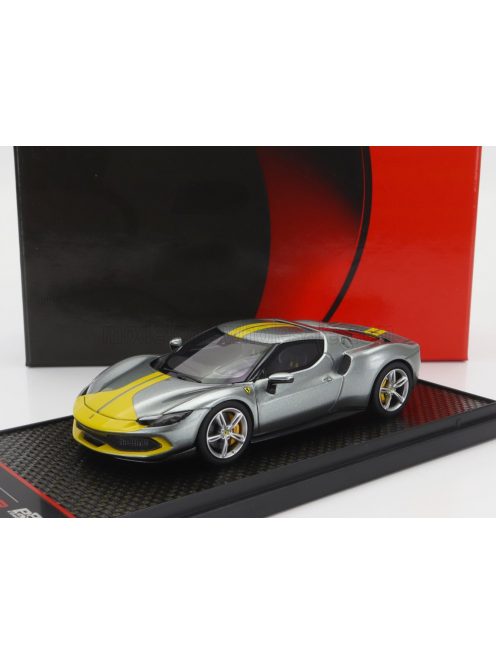 Bbr-Models - FERRARI 296 GTB ASSETTO FIORANO 2022 GRIGIO CORBURN - GREY YELLOW