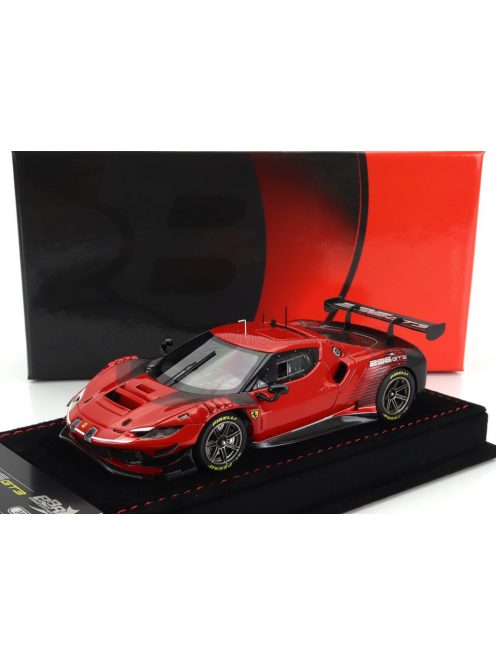 Bbr-Models - FERRARI 296 GT3 EVO 3.9L TURBO V8 N 0 RACING 2022 ROSSO MAGMA - RED MET BLACK