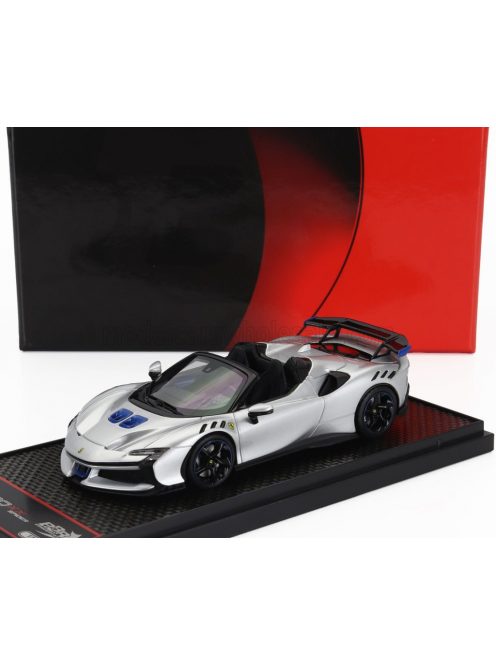 Bbr-Models - FERRARI SF90 XX STRADALE SPIDER 2024 ARGENTO NURBURGRING - SILVER BLUE BLACK