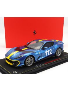   Bbr-Models - FERRARI 812 COMPETIZIONE N 112 2021 - CON VETRINA - WITH SHOWCASE BLUE MET YELLOW