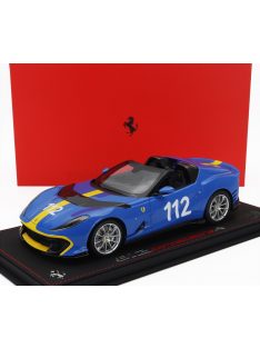   Bbr-Models - FERRARI 812 COMPETIZIONE A SPIDER N 112 2022 - CON VETRINA - WITH SHOWCASE FRENCH RACING BLU - BLUE YELLOW