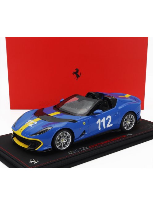 Bbr-Models - FERRARI 812 COMPETIZIONE A SPIDER N 112 2022 - CON VETRINA - WITH SHOWCASE FRENCH RACING BLU - BLUE YELLOW