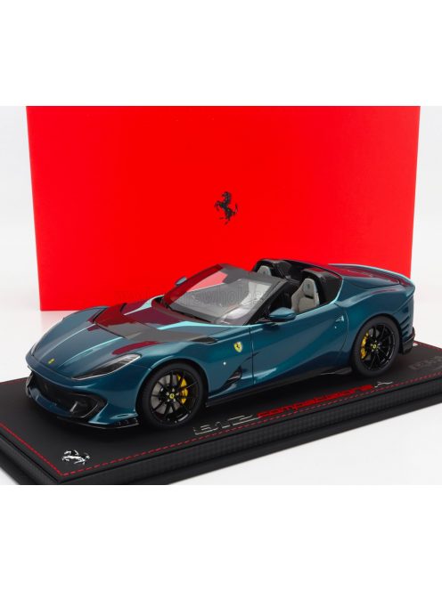 Bbr-Models - FERRARI 812 COMPETIZIONE A SPIDER 2022 - CON VETRINA - WITH SHOWCASE BLU CAPRI - BLUE GREEN MET