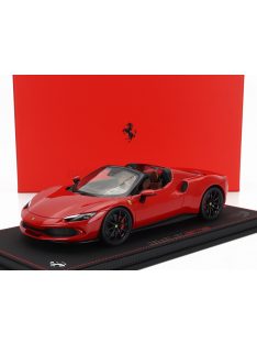   Bbr-Models - FERRARI 296 GTS SPIDER 2022 - CON VETRINA - WITH SHOWCASE ROSSO CORSA 322 - RED