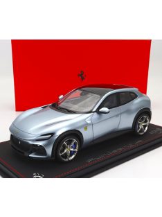   Bbr-Models - FERRARI PUROSANGUE SUV 2022 - CON VETRINA - WITH SHOWCASE GRIGIO ALLOY - BLUE GREY MET