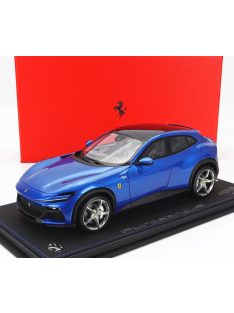   Bbr-Models - FERRARI PUROSANGUE SUV 2022 - CON VETRINA - WITH SHOWCASE BLU CORSA - BLUE MET