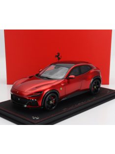   Bbr-Models - FERRARI PUROSANGUE SUV 2022 - CON VETRINA - WITH SHOWCASE ROSSO MAGMA - RED MET