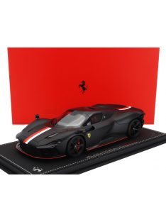   Bbr-Models - FERRARI DAYTONA SP3 CLOSED ROOF ICONA PRINCIPATO DI MONACO LIVERY N 16 PERSONAL CAR CHARLES LECLERC 2022 - CON VETRINA - WITH SHOWCASE MATT BLACK