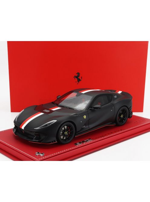 Bbr-Models - FERRARI 812 COMPETIZIONE N 16 PRINCIPATO DI MONACO LIVERY 2021 - CON VETRINA - WITH SHOWCASE MATT BLACK