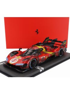   Bbr-Models - FERRARI 499P 3.0L TURBO V6 TEAM FERRARI AF CORSE N 51 WINNER 24h LE MANS (DIRTY VERSION - END OF RACE) 2023 ALESSANDRO PIER GUIDI - JAMES CALADO - ANTONIO GIOVINAZZI - CON VETRINA - WITH SHOWCASE RED YELLOW BLACK