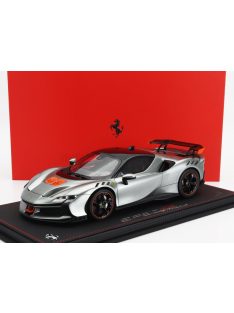   Bbr-Models - FERRARI SF90 XX STRADALE 2024 - CON VETRINA - WITH SHOWCASE GRIGIO COMPETIZIONE - GREY MET ORANGE