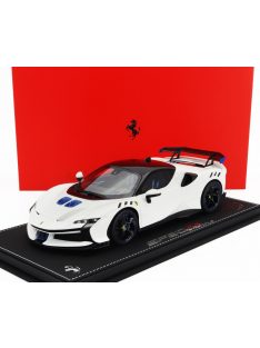   Bbr-Models - FERRARI SF90 XX STRADALE 2024 - CON VETRINA - WITH SHOWCASE BIANCO CERVINO - WHITE BLUE BLACK