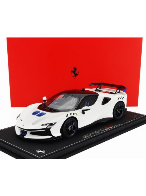 Bbr-Models - FERRARI SF90 XX STRADALE 2024 - CON VETRINA - WITH SHOWCASE BIANCO CERVINO - WHITE BLUE BLACK