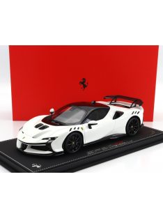   Bbr-Models - FERRARI SF90 XX STRADALE 2024 - CON VETRINA - WITH SHOWCASE BIANCO CERVINO - WHITE BLACK