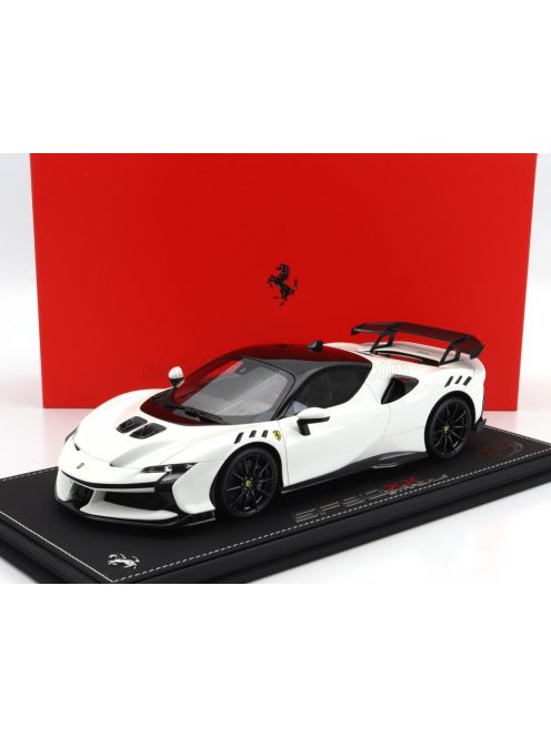 Bbr-Models - FERRARI SF90 XX STRADALE 2024 - CON VETRINA - WITH SHOWCASE BIANCO CERVINO - WHITE BLACK