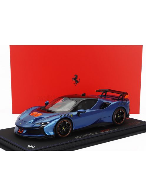 Bbr-Models - FERRARI SF90 XX STRADALE 2024 - CON VETRINA - WITH SHOWCASE BLU ELETTRICO - BLUE MET ORANGE BLACK