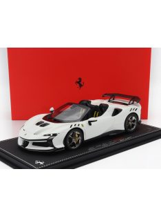   Bbr-Models - FERRARI SF90 XX STRADALE SPIDER 2024 - CON VETRINA - WITH SHOWCASE BIANCO CERVINO - WHITE BLACK