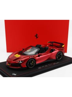   Bbr-Models - FERRARI SF90 XX STRADALE SPIDER 2024 - CON VETRINA - WITH SHOWCASE ROSSO PORTOFINO - RED MET YELLOW