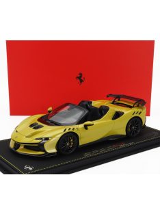   Bbr-Models - FERRARI SF90 XX STRADALE SPIDER 2024 - CON VETRINA - WITH SHOWCASE GIALLO MONTECARLO - YELLOW MET BLACK