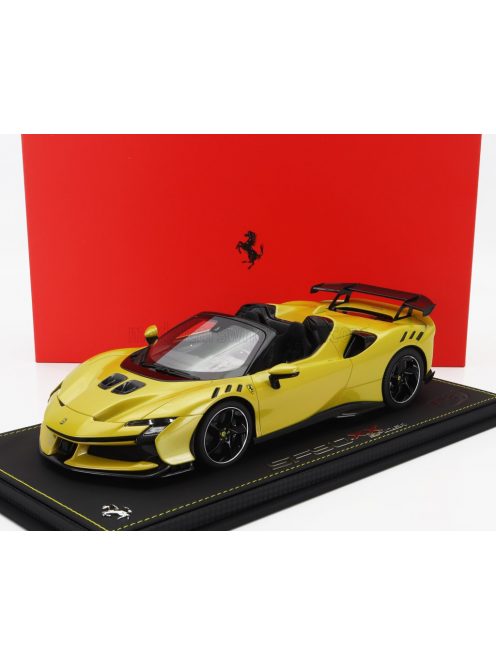 Bbr-Models - FERRARI SF90 XX STRADALE SPIDER 2024 - CON VETRINA - WITH SHOWCASE GIALLO MONTECARLO - YELLOW MET BLACK