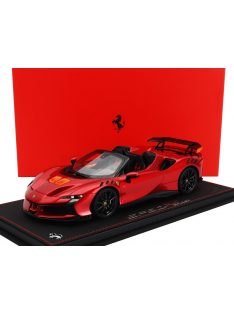   Bbr-Models - FERRARI SF90 XX STRADALE SPIDER 2024 - CON VETRINA - WITH SHOWCASE ROSSO FUOCO - RED MET YELLOW