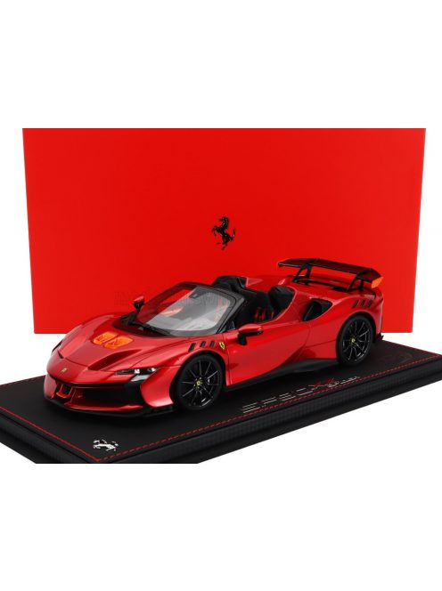 Bbr-Models - FERRARI SF90 XX STRADALE SPIDER 2024 - CON VETRINA - WITH SHOWCASE ROSSO FUOCO - RED MET YELLOW