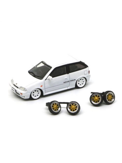 Bm-Creations - 1:64 1989 Suzuki Swift Rhd With Extra Wheels, White