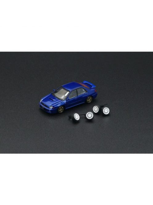 Bm-Creations - 1:64 Subaru Impreza Wrx 2001 Lhd With Extra Wheels, Blue