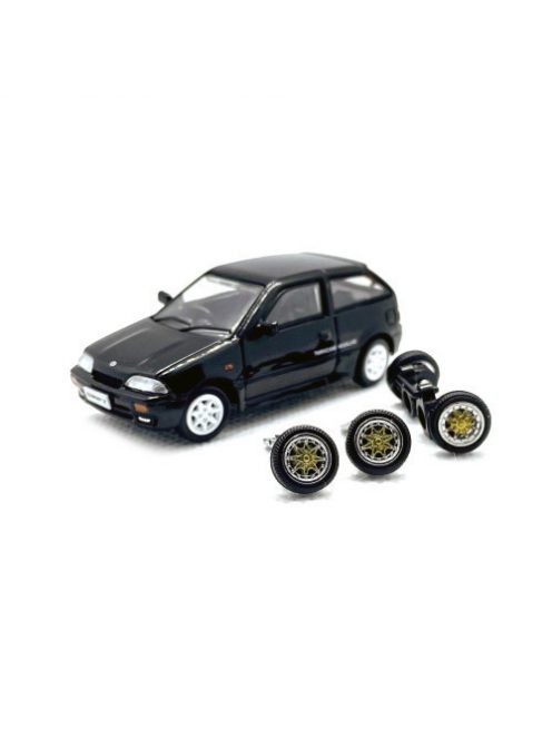 Bm-Creations - 1:64 1989 Suzuki Swift Rhd With Extra Wheels, Black