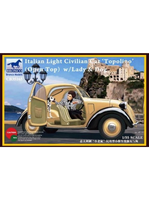 Bronco Models - Italian Light Civilian Car(Open Top) w/Lady & Dog