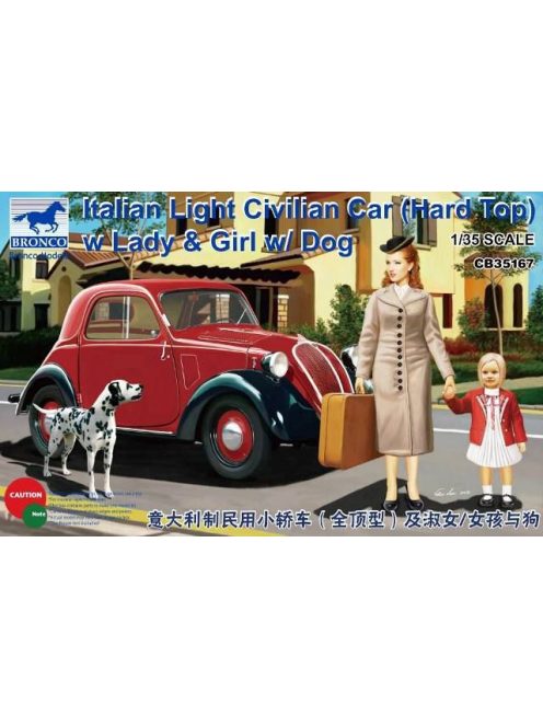 Bronco Models - Italian Light Civilian Car (Hard Top) w/Lady & Girl