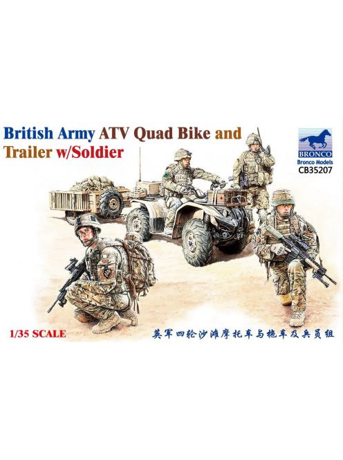 Bronco Models - British Army ATV Quad Bike and Trailer w/Soldier