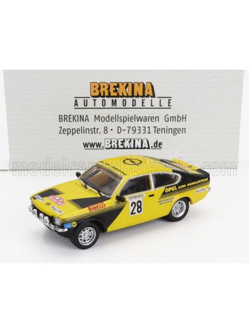 Brekina - OPEL KADETT C GT/E (night version) N 28 RALLY MONTECARLO 1976 ANDERS KULLANG - CLAES GORAN ANDERSSON YELLOW BLACK