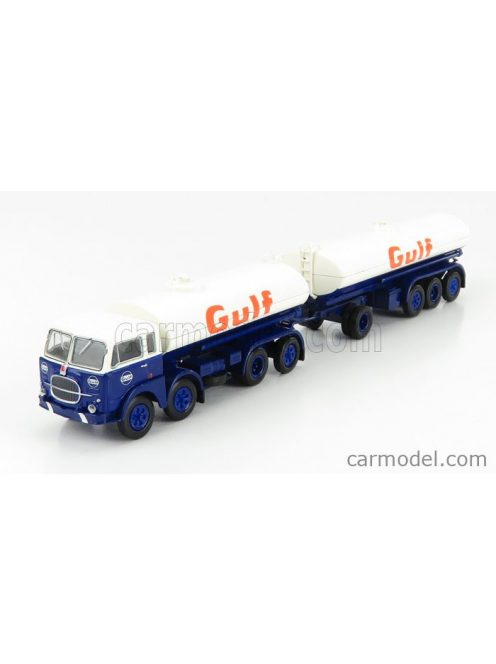 Brekina Plast - Fiat 690 Millepiedi Tanker Truck Gulf 1960 Blue White