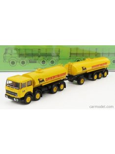   Brekina Plast - Fiat 691 Millepiedi Tanker Truck Agip Supercortemaggiore 1961 Yellow Black