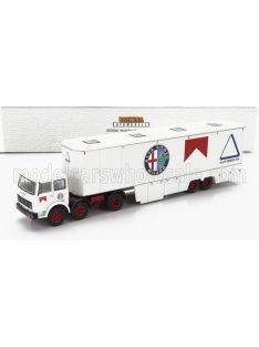   Brekina - FIAT 691 T TRUCK TEAM AUTODELTA ALFA ROMEO CAR TRANSPORTER 1970 WHITE