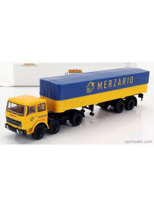 Brekina Plast - Fiat 691 T Truck Telonato Merzario Transports 1970 Yellow Blue