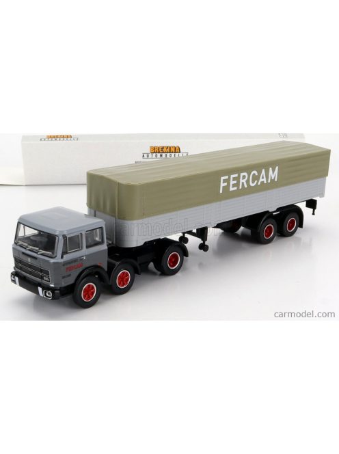 Brekina Plast - Fiat 691 T Truck Semi-Telonato Fercam Transports 1970 2 Tone Grey