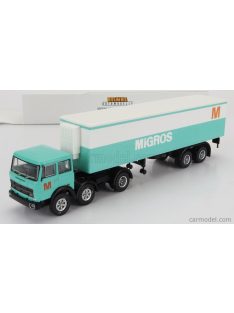   Brekina Plast - Fiat 691 T Truck Cassonato Migros Transports 1970 Light Blue White