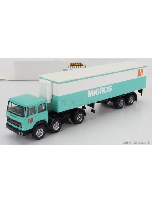 Brekina Plast - Fiat 691 T Truck Cassonato Migros Transports 1970 Light Blue White